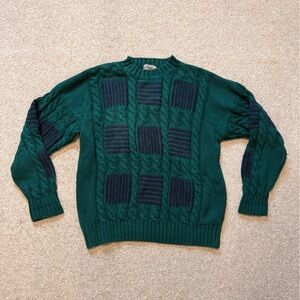 Green and Navy Patterned Sweater